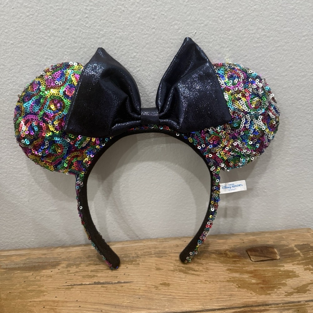 Tokyo Disney Parks Headband Spangles Multicolour Sequins Minnie Mouse Ears US
